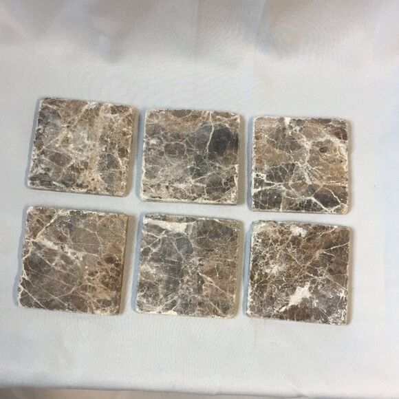 Set of 6 Natural Brown Agate Stone Coasters - Picture 2 of 6